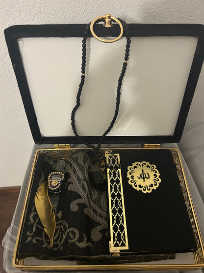 Koran Set Box Set Samt div.Farben Gold Metall Box Edel