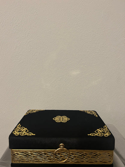 Koran Set Box Set Samt div.Farben Gold Metall Box Edel
