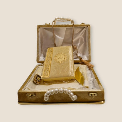 Ceyiz Samt Koffer Koran Geschenkset Nisan Mevlüd 5tlg Cappuccino