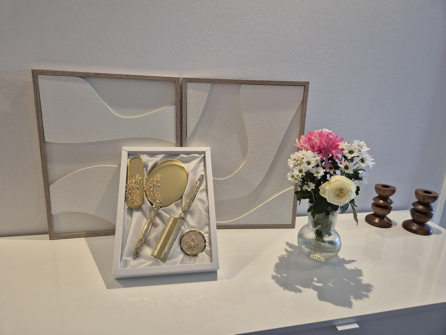 Ceyiz Bürsten Handspiegel Set 4tlg lüx hochwertig Gold