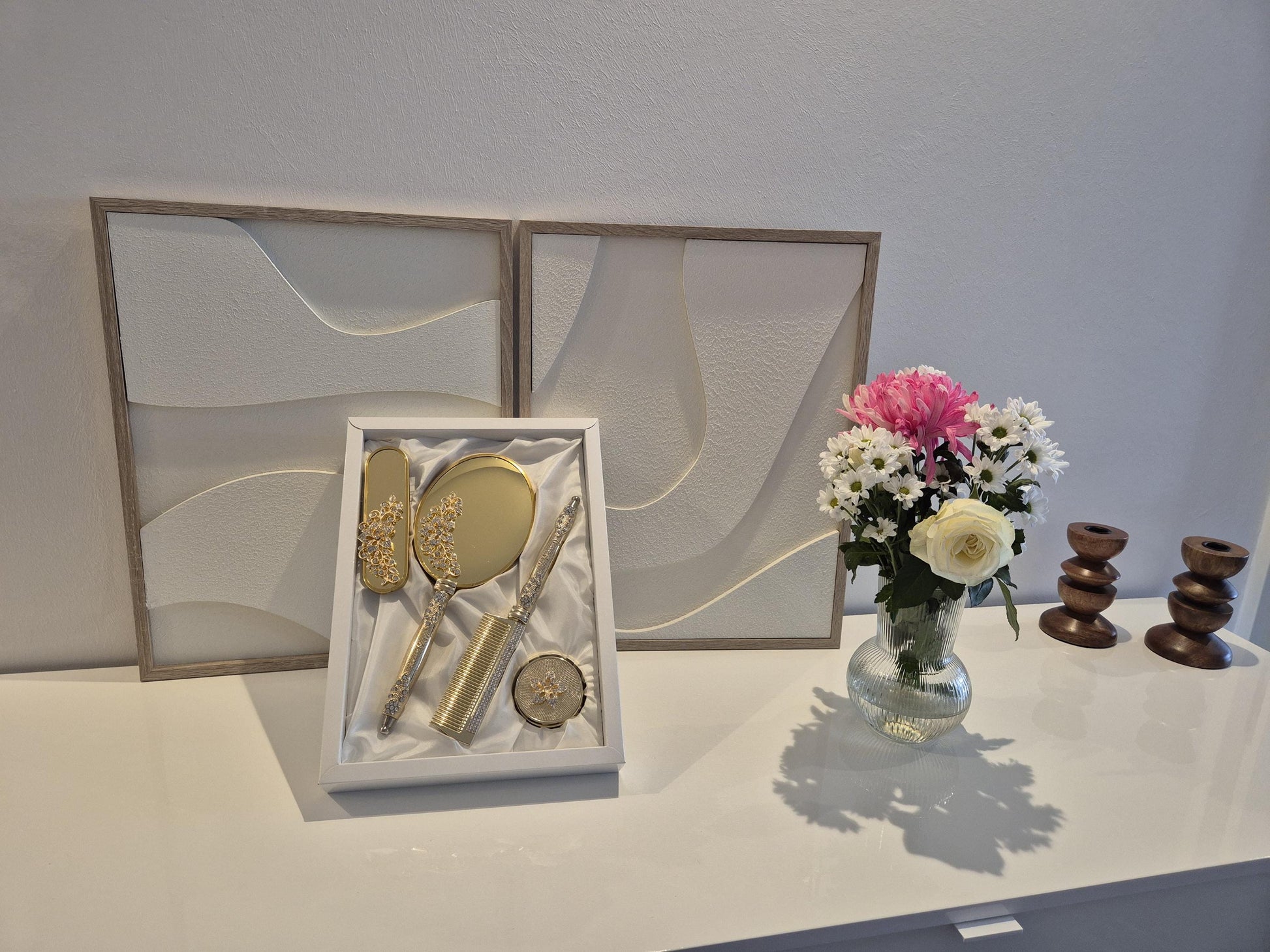 Ceyiz Bürsten Handspiegel Set 4tlg lüx hochwertig Gold