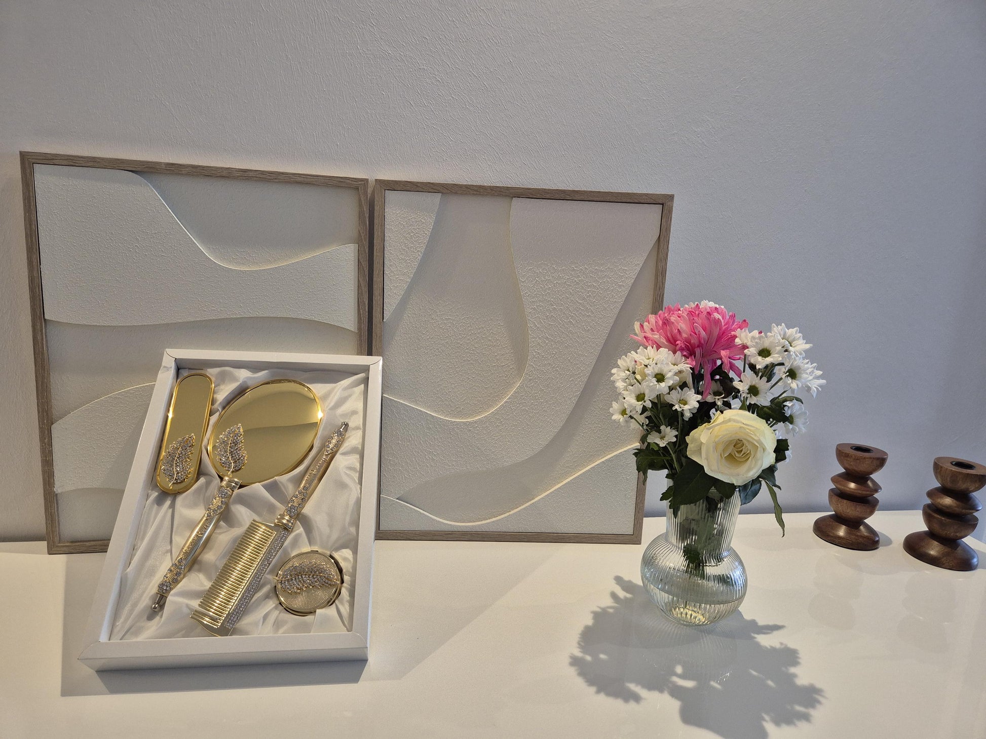 Ceyiz Bürsten Handspiegel Set 4tlg lüx hochwertig Gold
