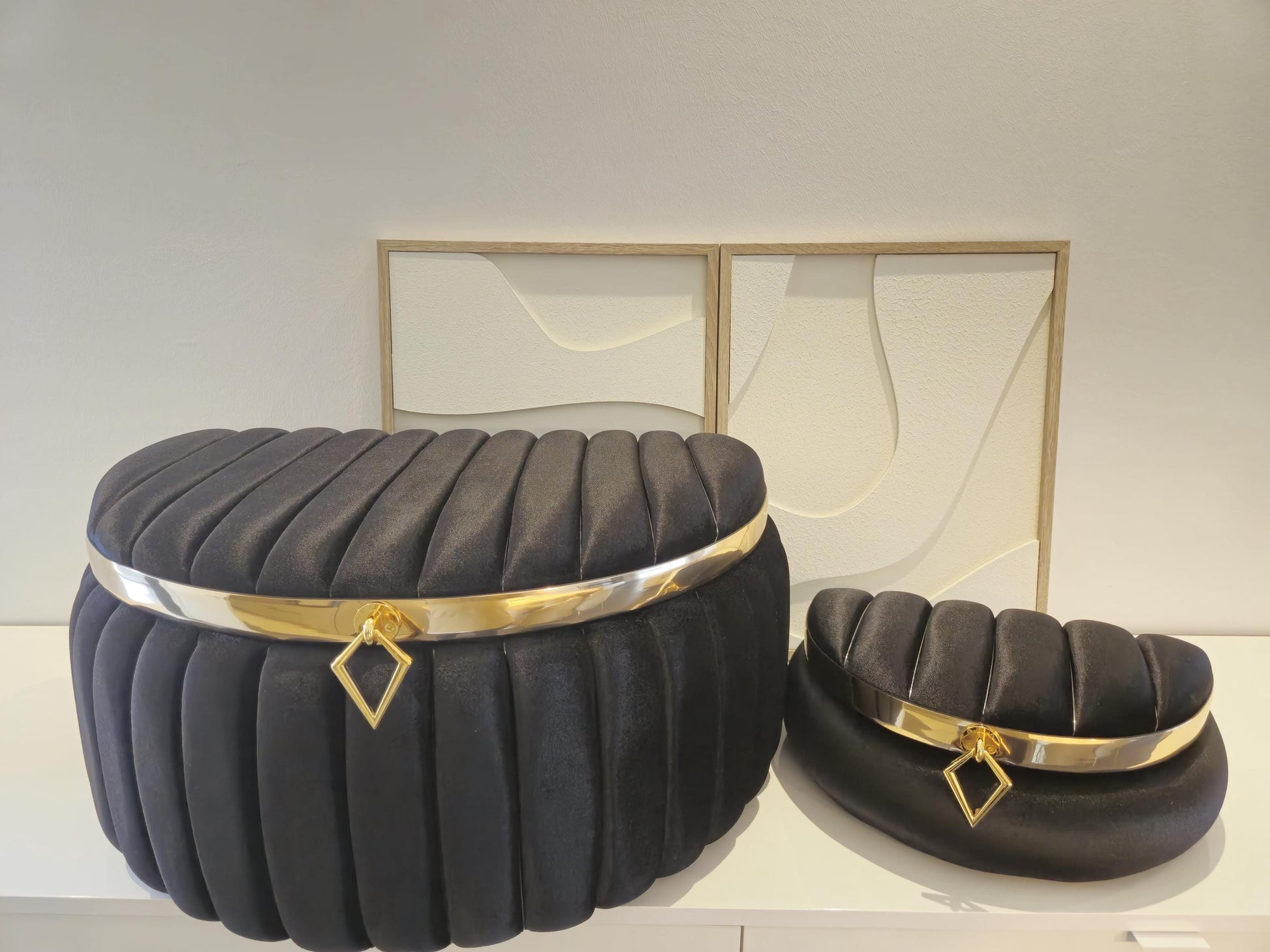 Sandik Bohca Aufbewahrungsboxen 2 Teilig Creme hochwertig