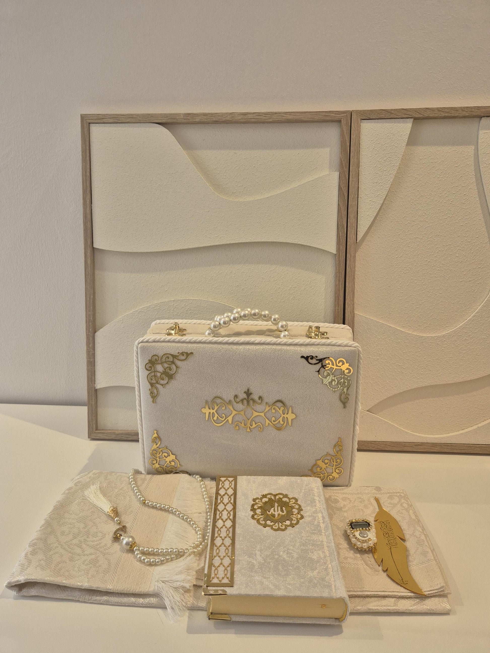 Koran Set Box Islam Geschenkbox in Farbe Gold oder Creme