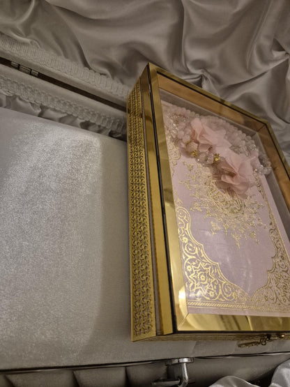 Luxus große Arabische Koran mit Crystal Tesbih in Geschenkbox in Farbe Gold div Farben auf Wunsch