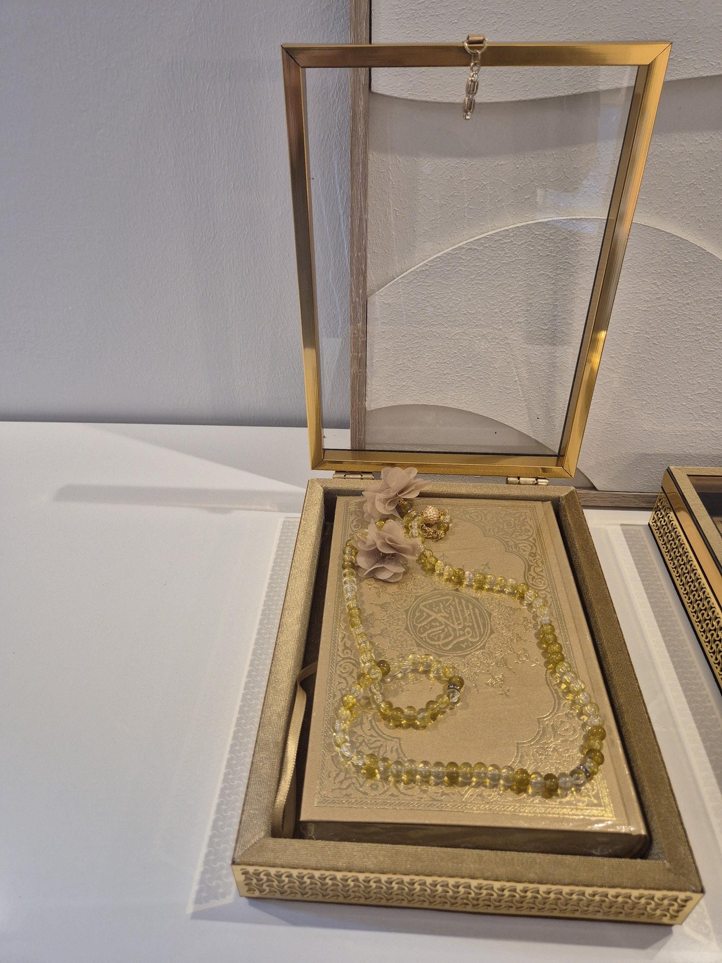 Luxus große Arabische Koran mit Crystal Tesbih in Geschenkbox in Farbe Gold div Farben auf Wunsch