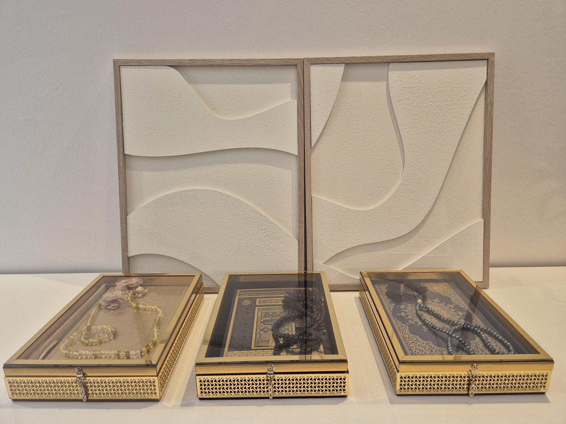 Luxus große Arabische Koran mit Crystal Tesbih in Geschenkbox in Farbe Gold div Farben auf Wunsch