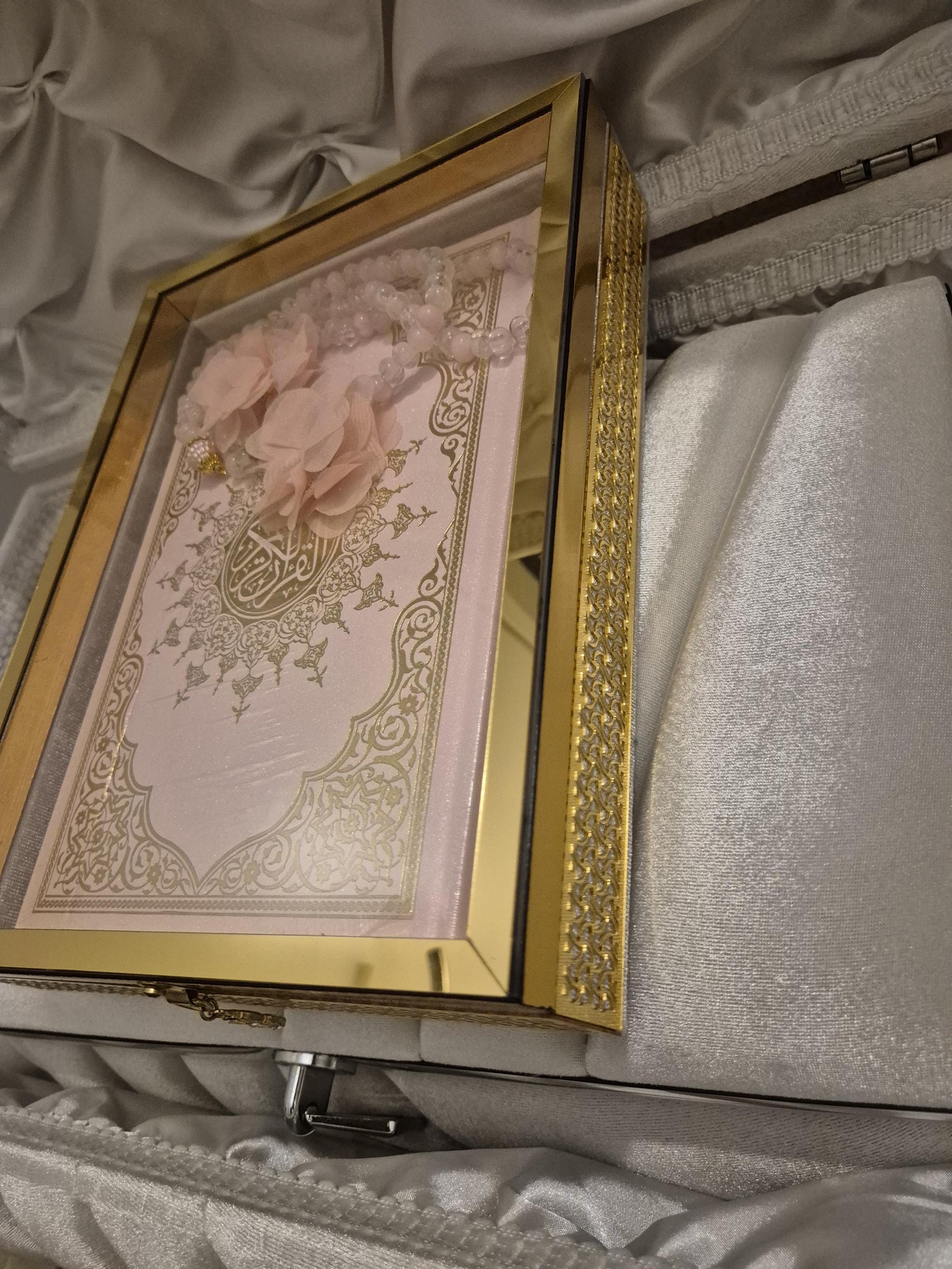 Luxus große Arabische Koran mit Crystal Tesbih in Geschenkbox in Farbe Gold div Farben auf Wunsch