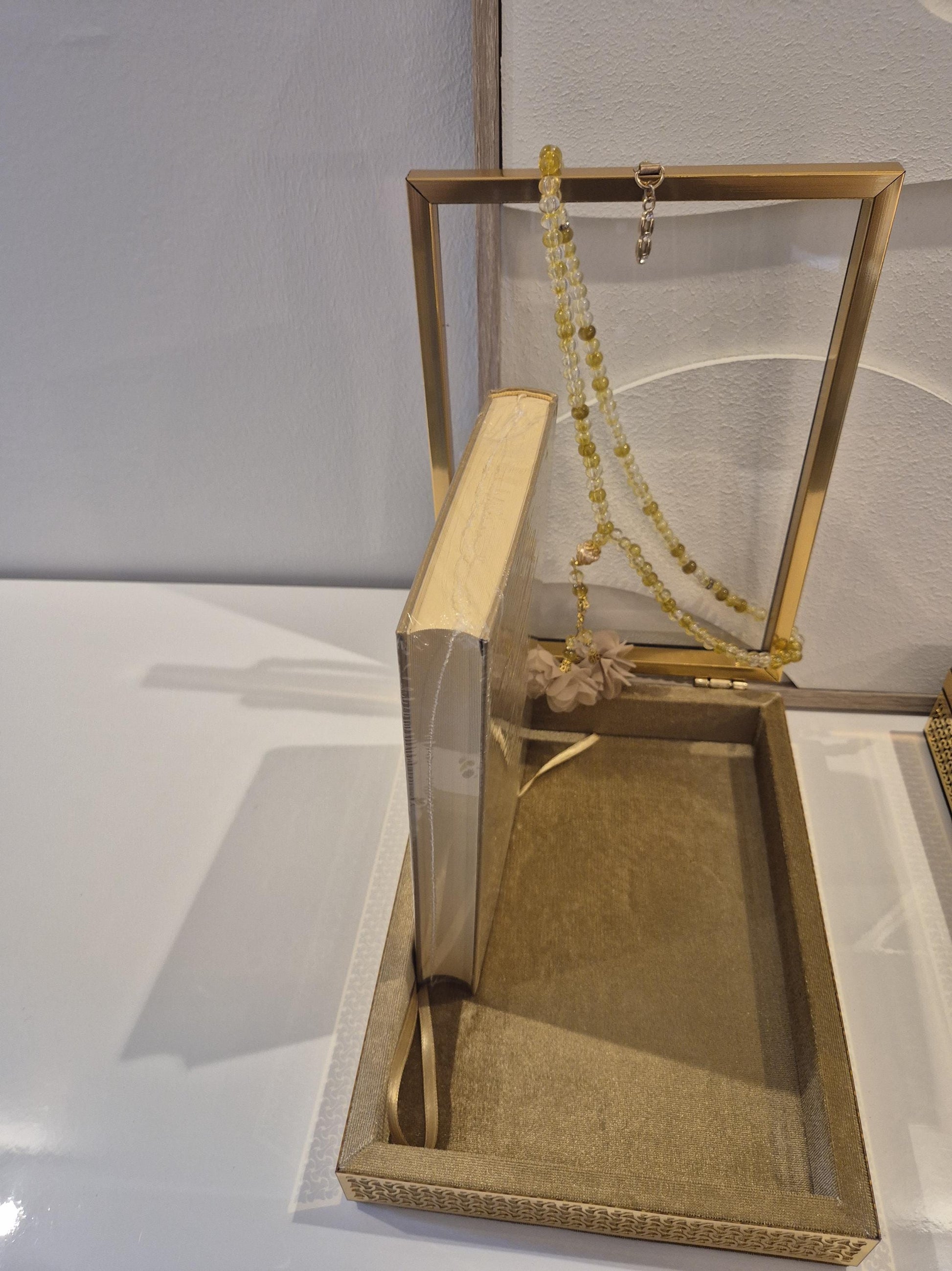 Luxus große Arabische Koran mit Crystal Tesbih in Geschenkbox in Farbe Gold div Farben auf Wunsch