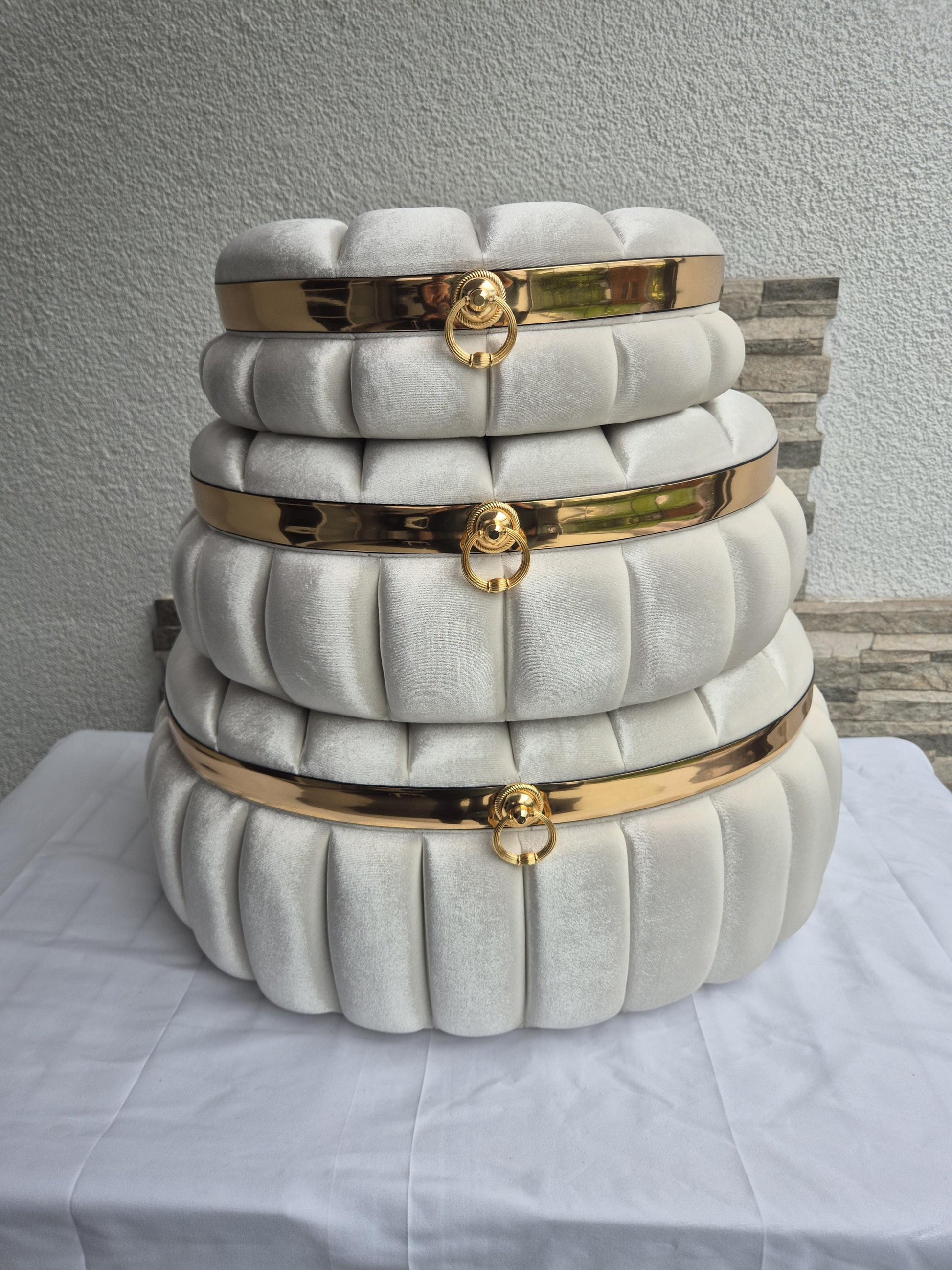 Sandik Bohca Aufbewahrungsboxen 3 Teilig creme