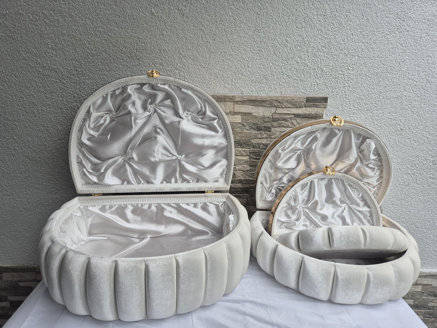 Sandik Bohca Aufbewahrungsboxen 3 Teilig creme