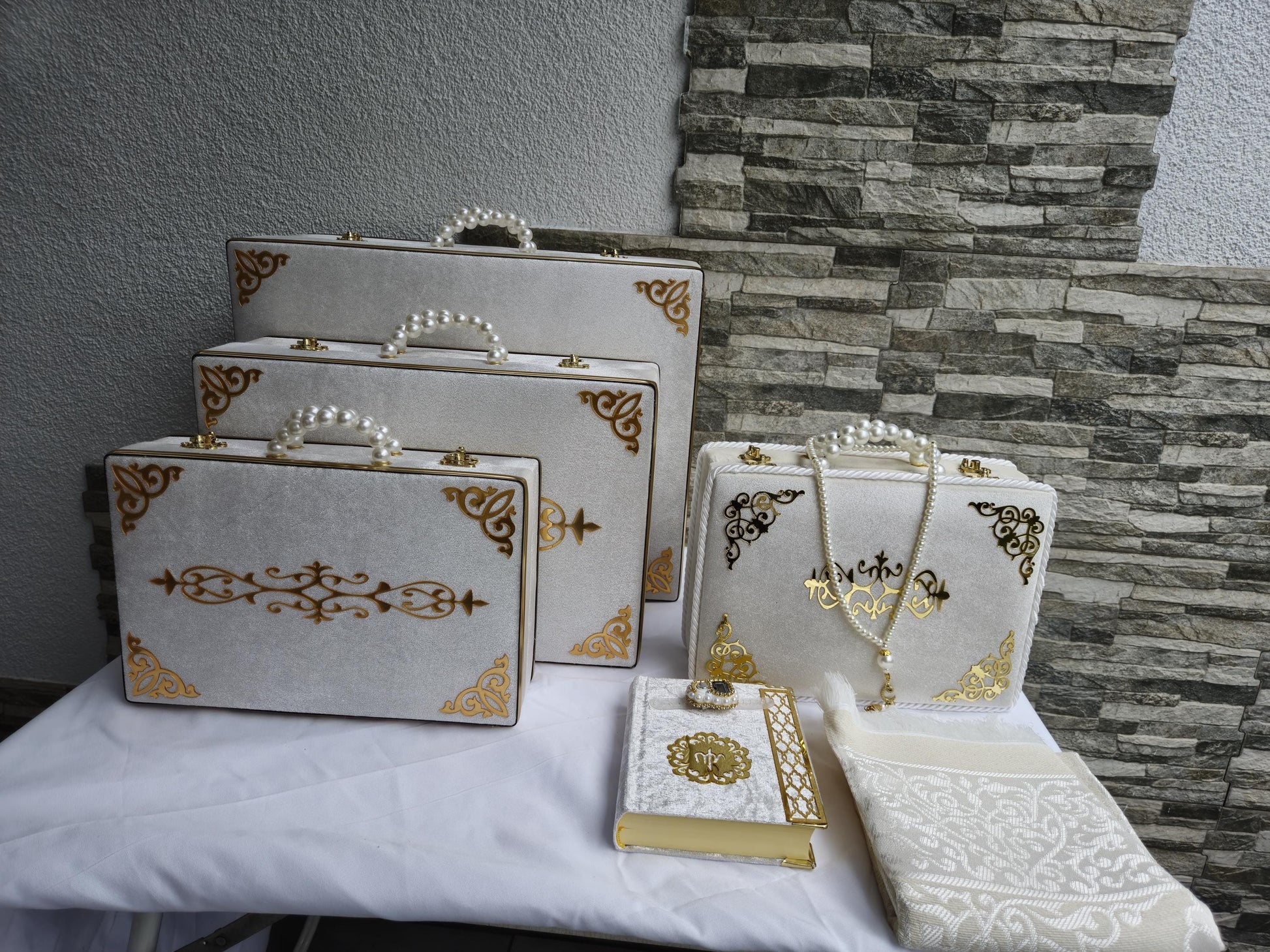 Ceyiz Bohca 3er Sandik +Handspiegelset+Kuran Set 4tlg