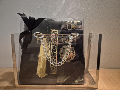 Ceyiz Sandik Nisan Mevlüd Geschenkset Silber Plexiglastasche Mit Gebetsteppich Set schwarz restposten
