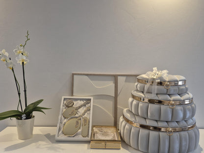 Elegantes 3-teiliges Hochzeits-Set – Aufbewahrungsboxen, Spiegel-Set & Kuran-Set | Perfekt für Braut, Verlobung Geschenk