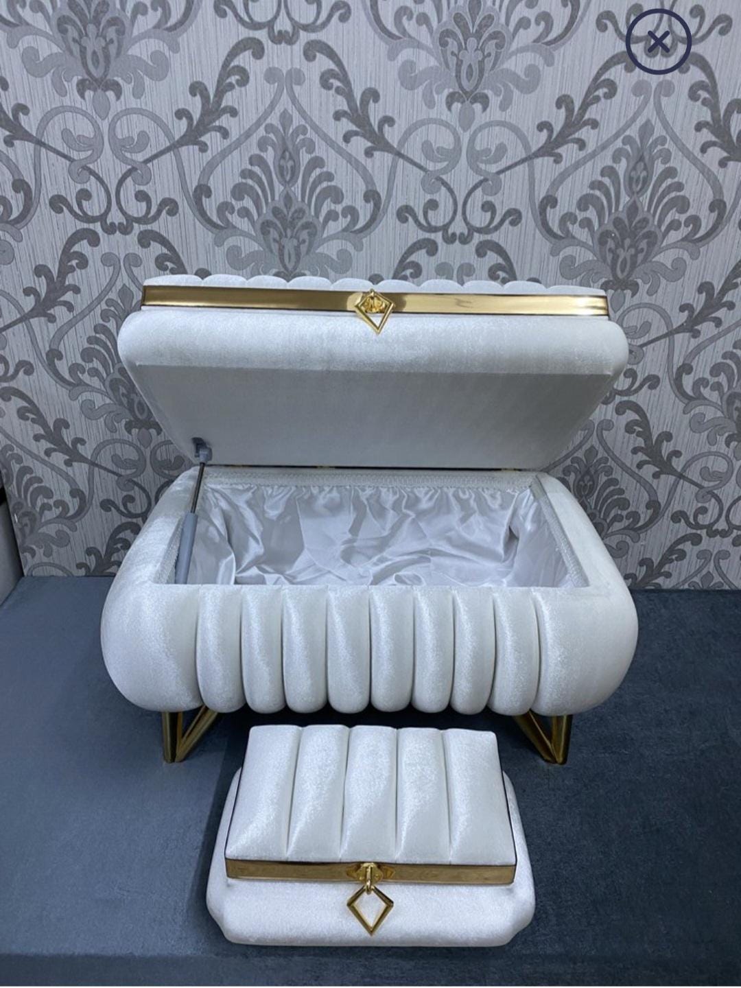 Luxuriöses 2-teiliges Aufbewahrungsboxen-Set – Samt & Gold – Handmade*