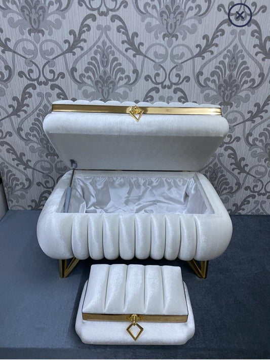 Luxuriöses 2-teiliges Aufbewahrungsboxen-Set – Samt & Gold – Handmade*