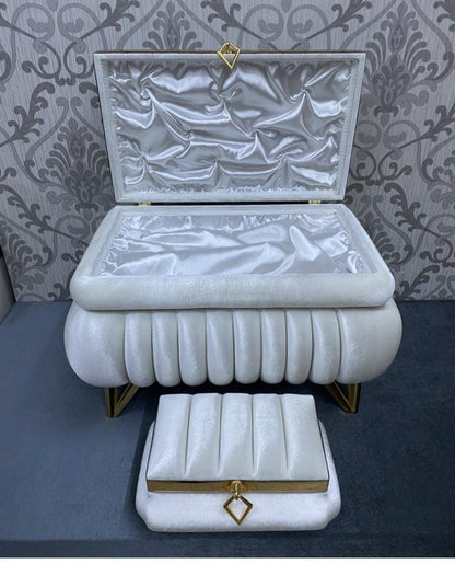 Luxuriöses 2-teiliges Aufbewahrungsboxen-Set – Samt & Gold – Handmade*