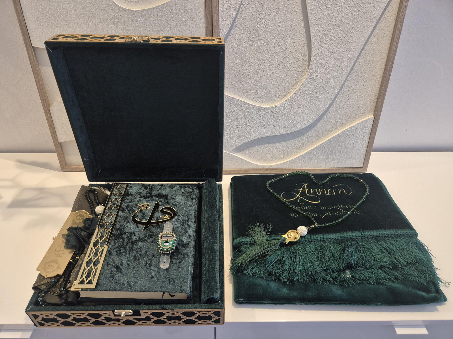 Koran Set Box Islam Geschenkbox in Farbe Grün Set