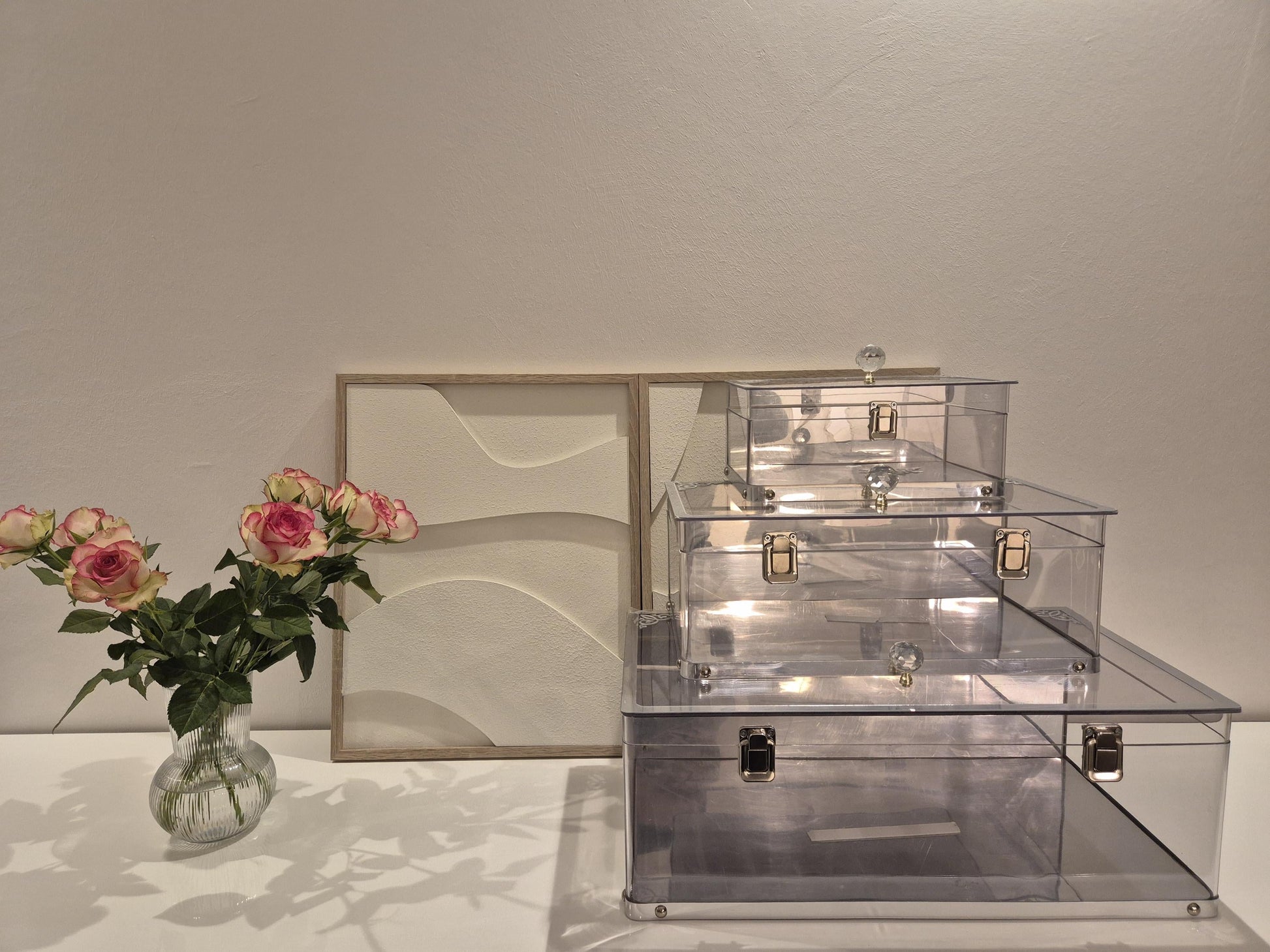 Elegante Plexiglas Geschenkboxen – 3er Set mit Silberbeschlägen*Ceyiz Kutusu Geschenkbox