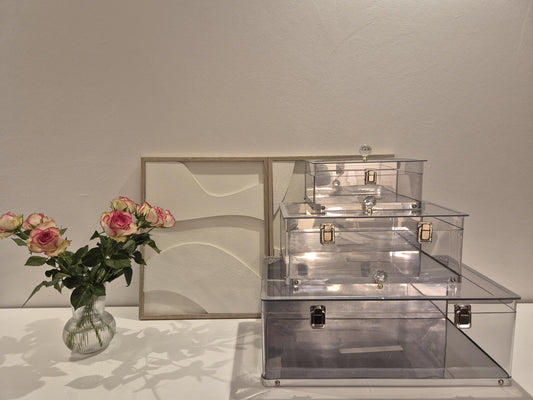 Elegante Plexiglas Geschenkboxen – 3er Set mit Silberbeschlägen*Ceyiz Kutusu Geschenkbox