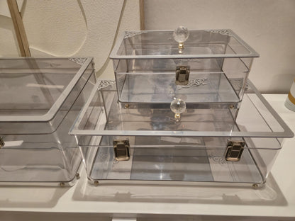 Elegante Plexiglas Geschenkboxen – 3er Set mit Silberbeschlägen*Ceyiz Kutusu Geschenkbox