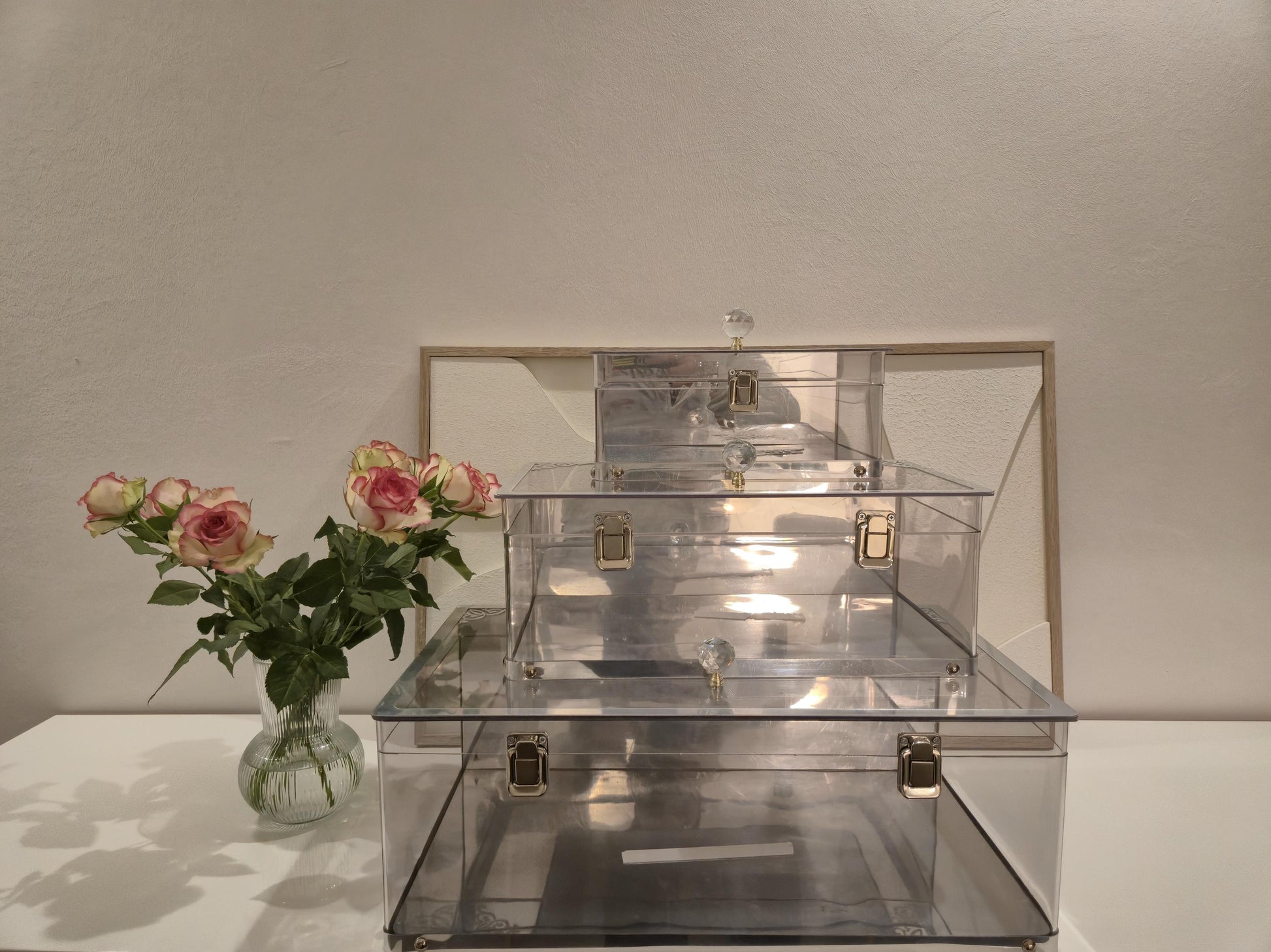 Elegante Plexiglas Geschenkboxen – 3er Set mit Silberbeschlägen*Ceyiz Kutusu Geschenkbox