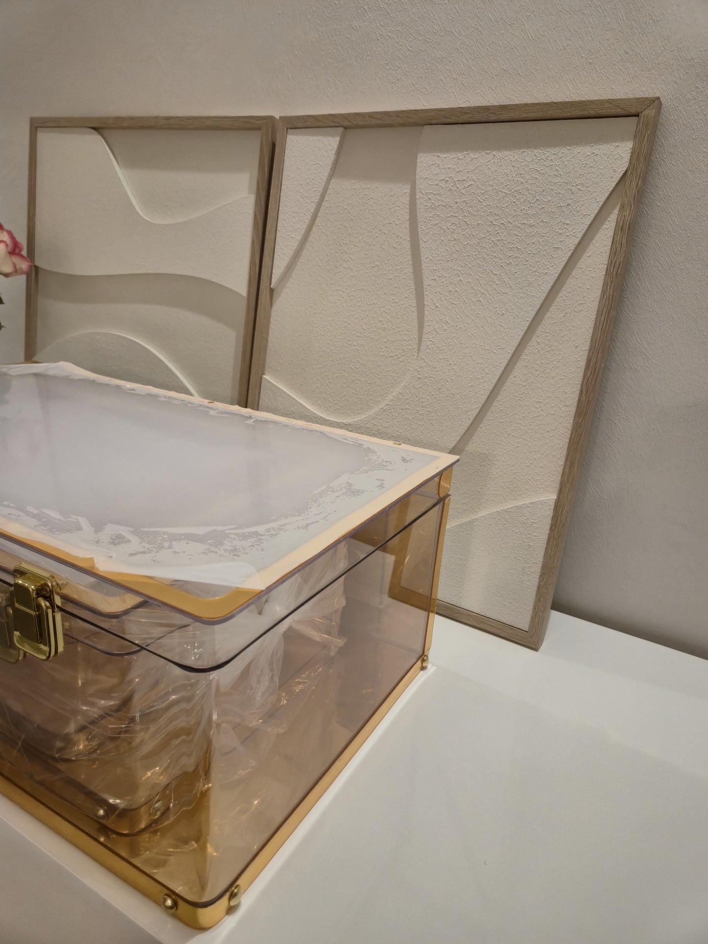 Luxus Plexiglas Geschenkboxen 3teiliges Set in Goldoptik