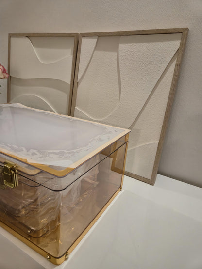 Luxus Plexiglas Geschenkboxen 3teiliges Set in Goldoptik