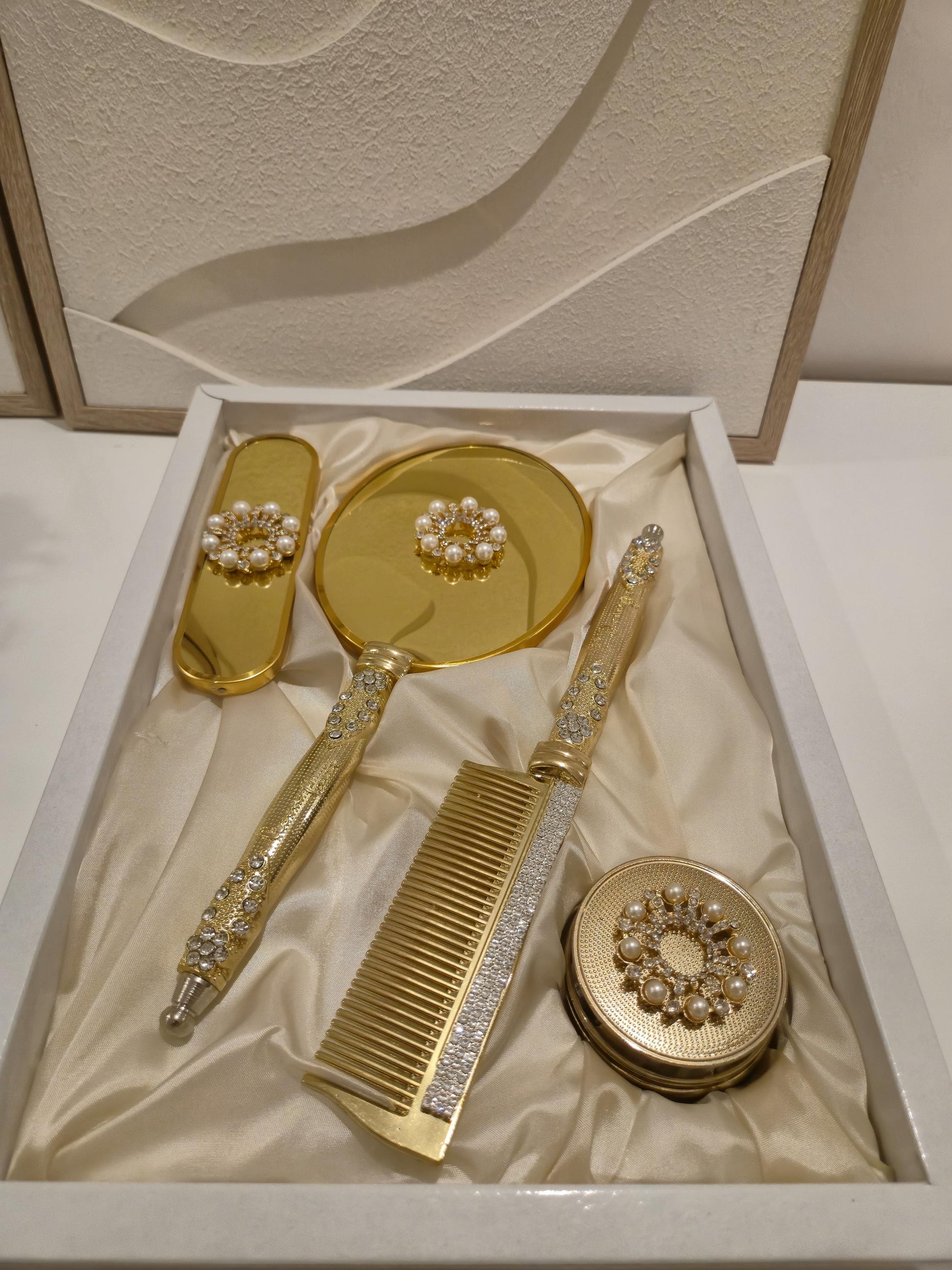 Ceyiz Bürsten Handspiegel Set 4tlg lüx hochwertig Gold