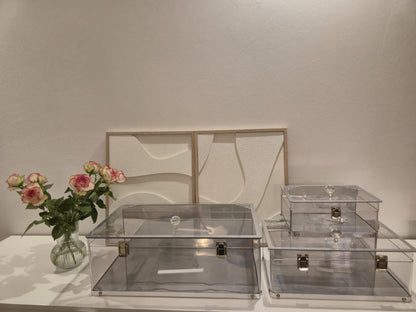 Elegante Plexiglas Geschenkboxen – 3er Set mit Silberbeschlägen*Ceyiz Kutusu Geschenkbox