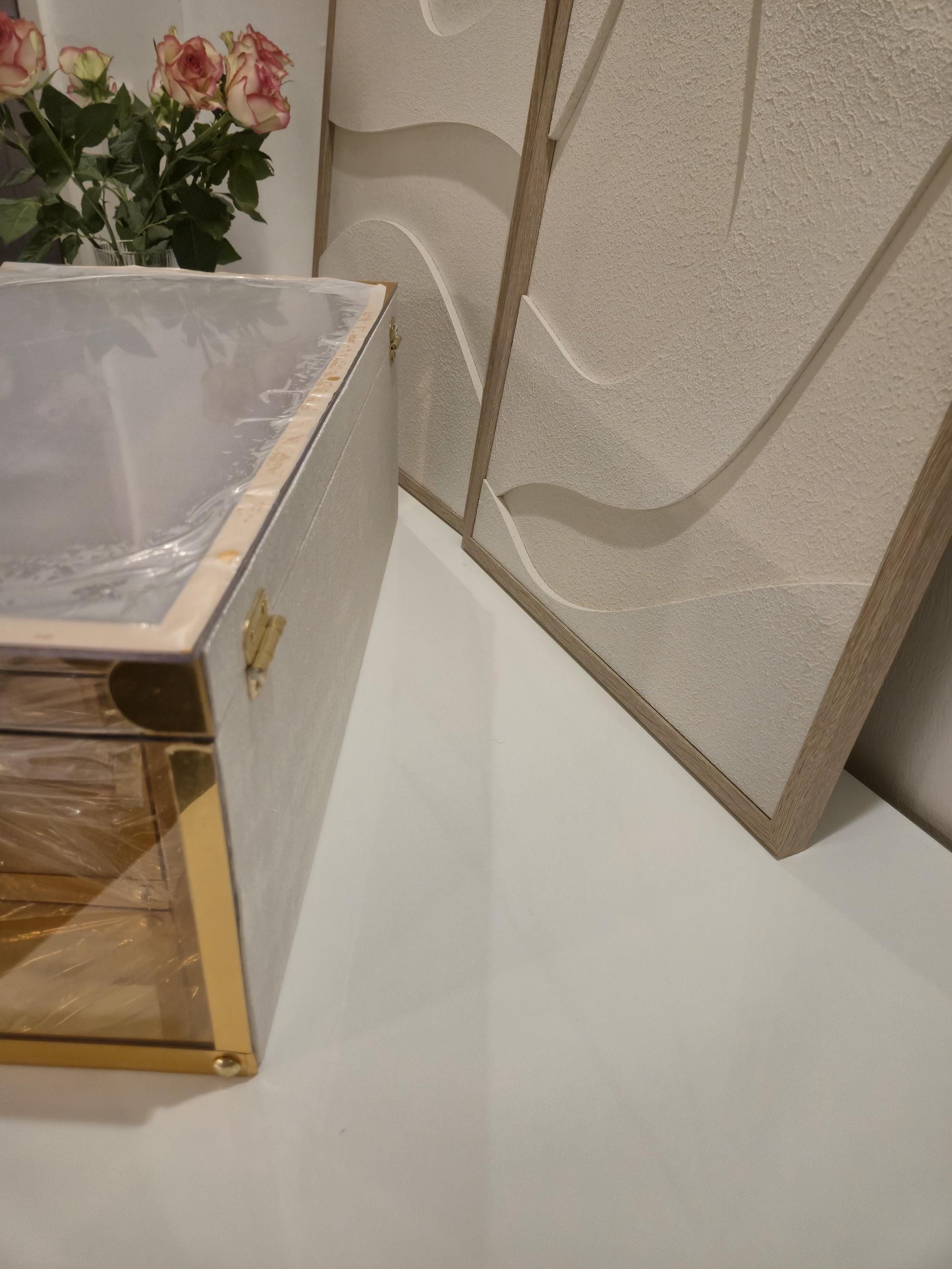 Luxus Plexiglas Geschenkboxen 3teiliges Set in Goldoptik