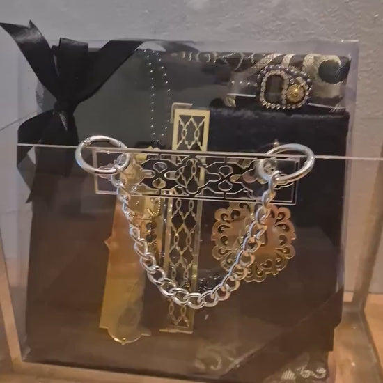 Ceyiz Sandik Nisan Mevlüd Geschenkset Silber Plexiglastasche Mit Gebetsteppich Set schwarz restposten