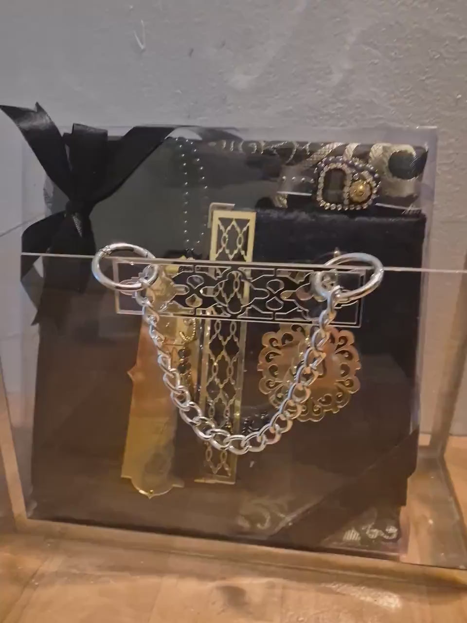 Ceyiz Sandik Nisan Mevlüd Geschenkset Silber Plexiglastasche Mit Gebetsteppich Set schwarz restposten