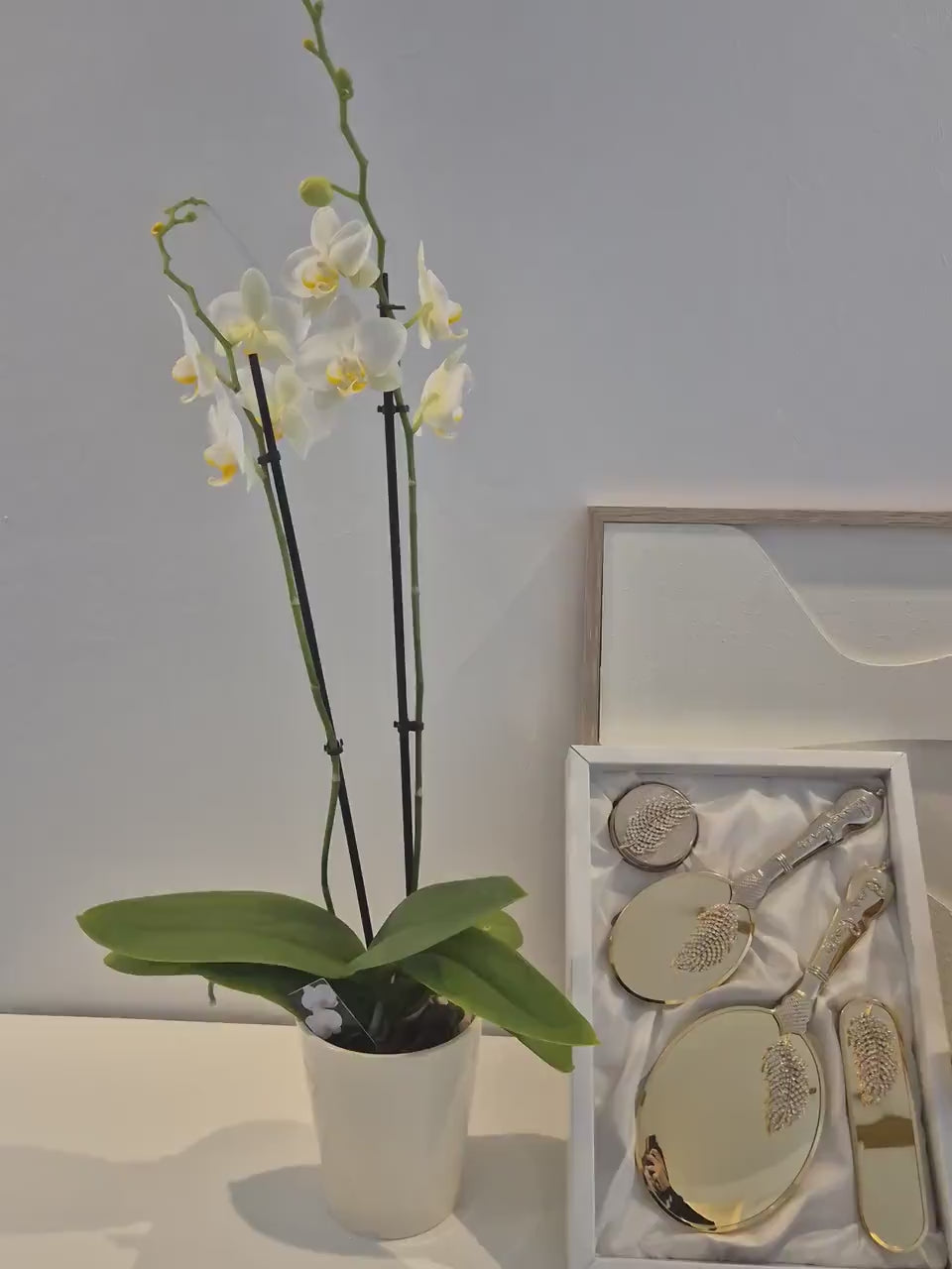 Luxus Hochzeitsset – Spiegel-Set, Koran-Set Samtboxen mit Perlen | Perfektes Brautgeschenk