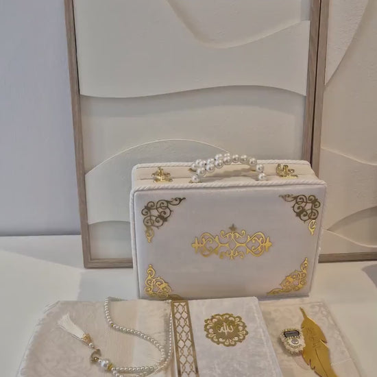 Koran Set Box Islam Geschenkbox in Farbe Gold oder Creme