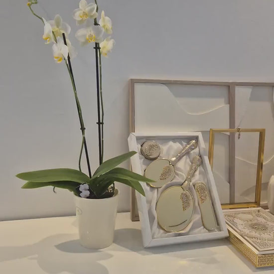 Elegantes 3-teiliges Hochzeits-Set – Aufbewahrungsboxen, Spiegel-Set & Kuran-Set | Perfekt für Braut, Verlobung Geschenk