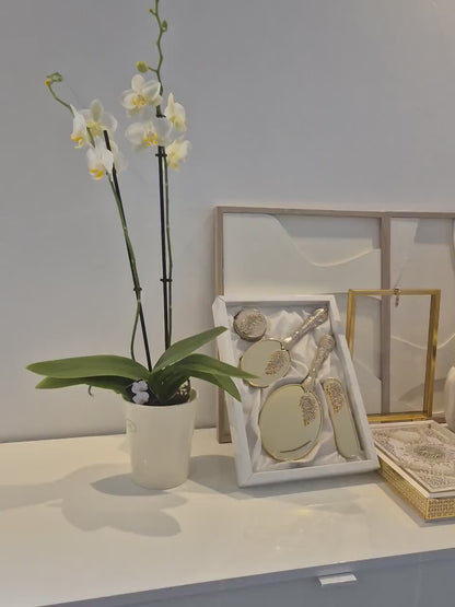 Elegantes 3-teiliges Hochzeits-Set – Aufbewahrungsboxen, Spiegel-Set & Kuran-Set | Perfekt für Braut, Verlobung Geschenk