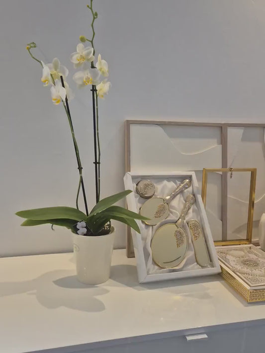 Elegantes 3-teiliges Hochzeits-Set – Aufbewahrungsboxen, Spiegel-Set & Kuran-Set | Perfekt für Braut, Verlobung Geschenk