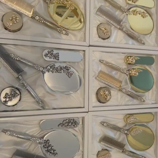 Ceyiz Bürsten Handspiegel Set 4tlg lüx hochwertig Gold