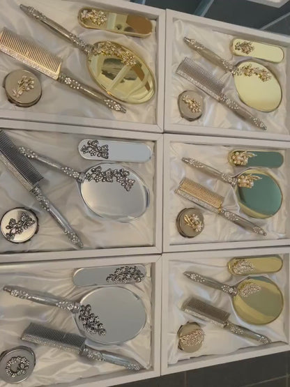 Ceyiz Bürsten Handspiegel Set 4tlg lüx hochwertig Gold