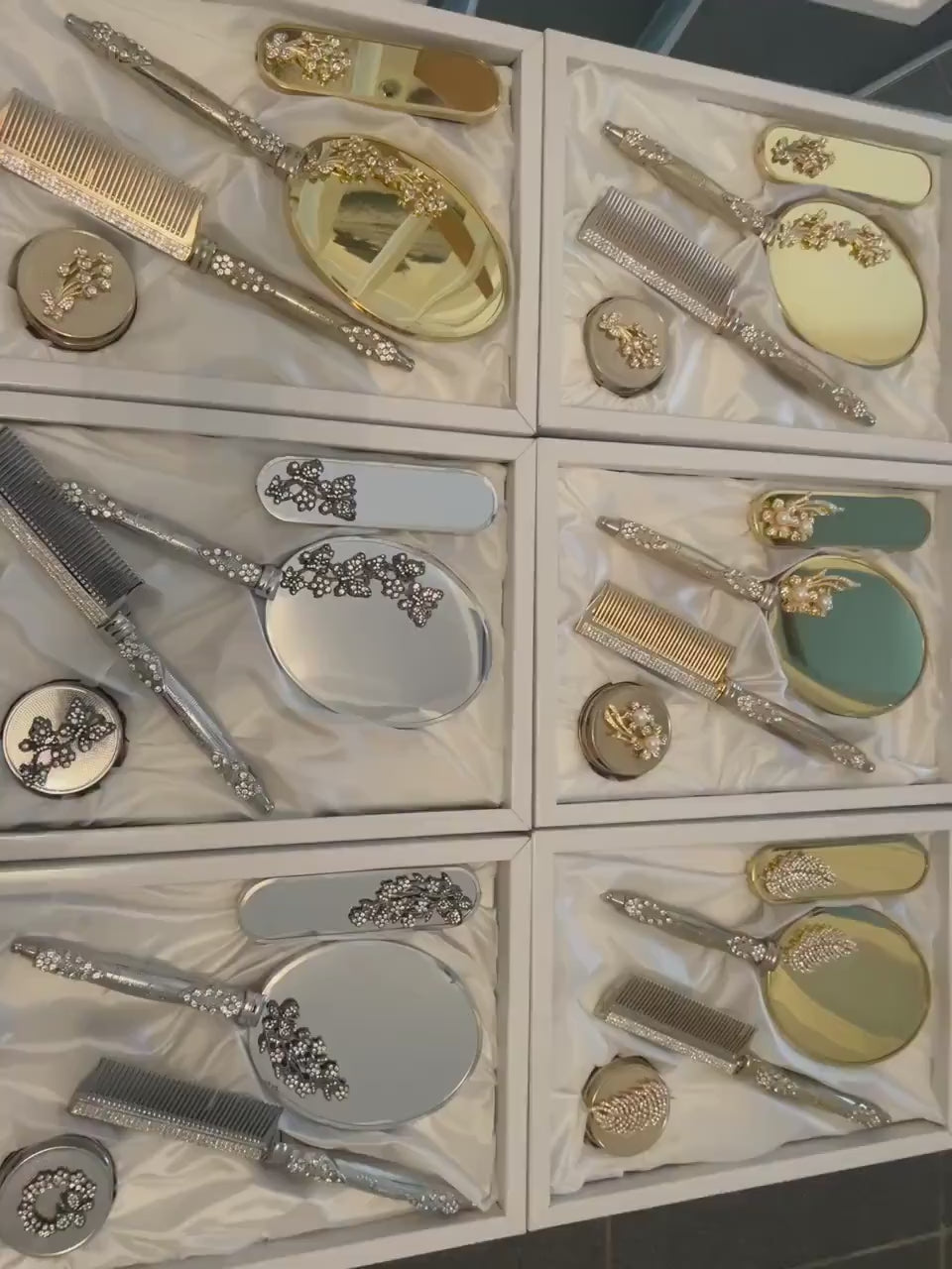 Ceyiz Bürsten Handspiegel Set 4tlg lüx hochwertig Gold