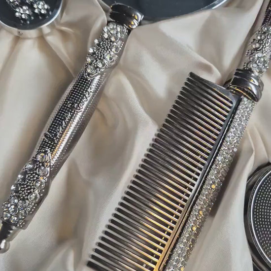 Ceyiz Bürsten Handspiegel Set 4tlg lüx hochwertig silber