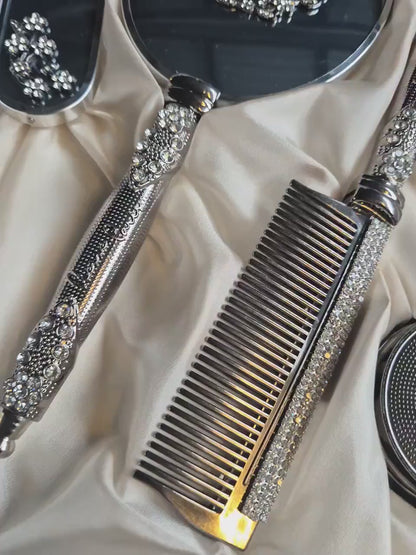 Ceyiz Bürsten Handspiegel Set 4tlg lüx hochwertig silber